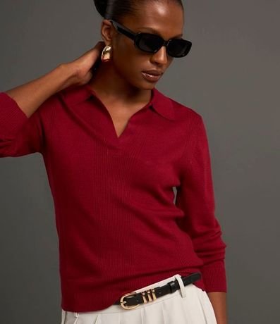 Blusa de Punto con Cuello Polo 6