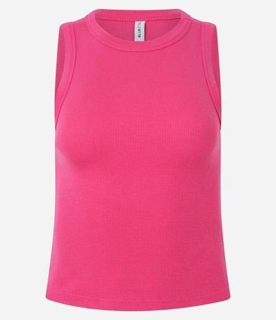 Blusa Cropped sin Manga en Ribana con Cuello Redondo 4