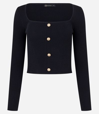 Blusa Cropped de Punto con Botones 5