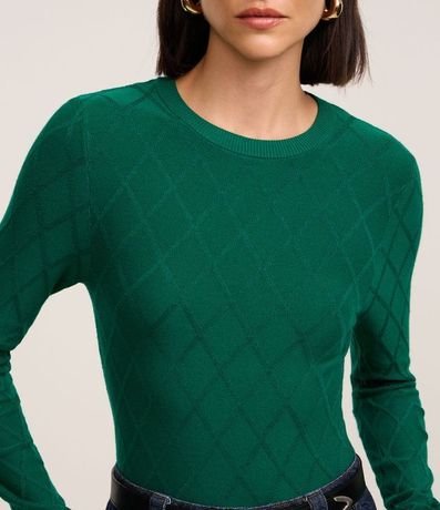 Suéter en Punto con Cuello Redondo y Textura Losângos 4