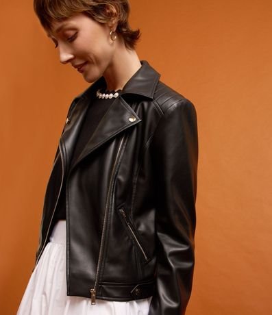 Campera Biker en PU con Punto Roma en la Manga