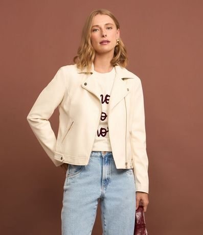 Campera Biker en PU con Punto Roma en la Manga