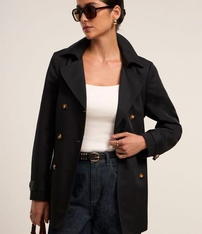 Buzo Trench Coat Alfaiatado con Detalles Acetinados