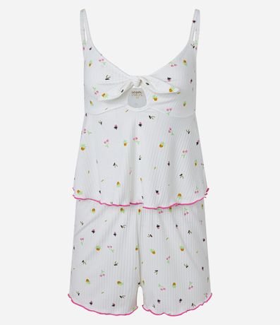 Pijama Short Doll en Rib con Texturas y Estampa Frutas 5