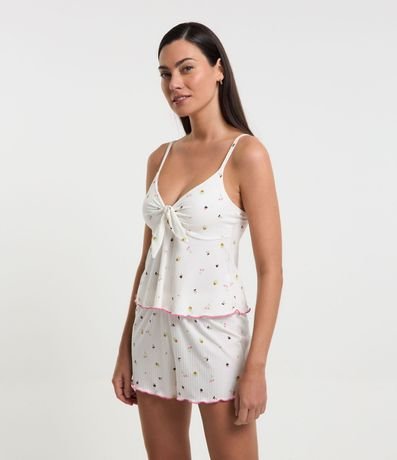 Pijama Short Doll en Rib con Texturas y Estampa Frutas