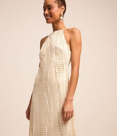 Vestido New Midi con Textura Agujerito y Espalda Abiertas 2