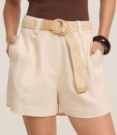 Short en Viscolino con Cinturón de Ráfia 4