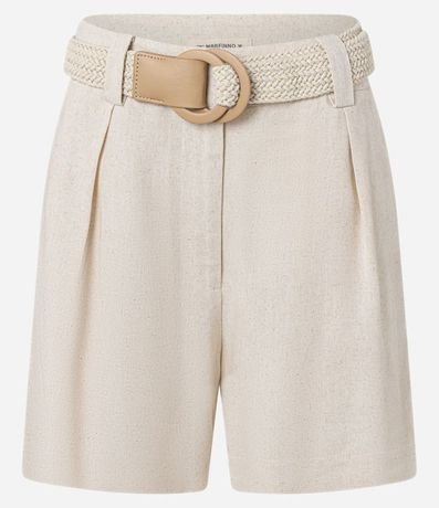 Short en Viscolino con Cinturón de Ráfia 6