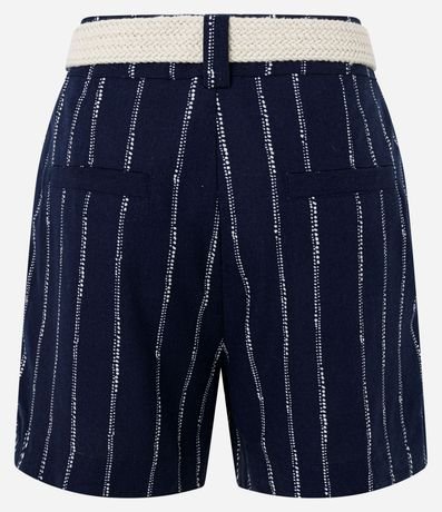 Short en Viscolino Listrado con Cinturón de Ráfia 8
