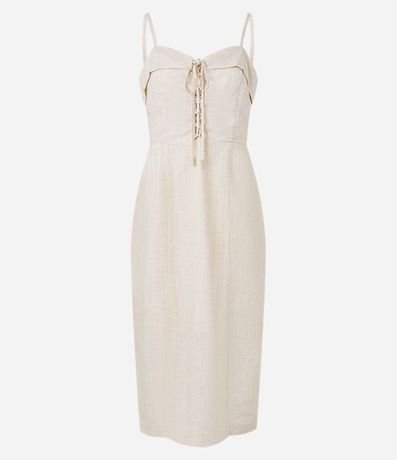 Vestido Reto Midi en Viscolino con Escote Corazón Dobrado 6