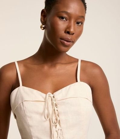 Vestido Reto Midi en Viscolino con Escote Corazón Dobrado 4