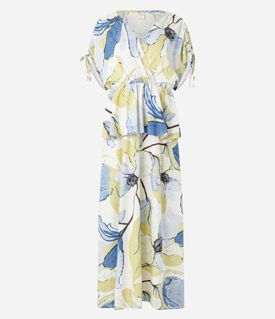Vestido Evasê Midi en Viscolino con Flores Estampadas 6