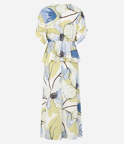 Vestido Evasê Midi en Viscolino con Flores Estampadas 7