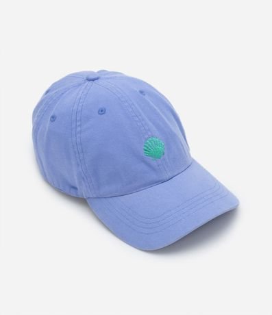 Gorra Visera Corva en Sarga con Bordado de Concha
