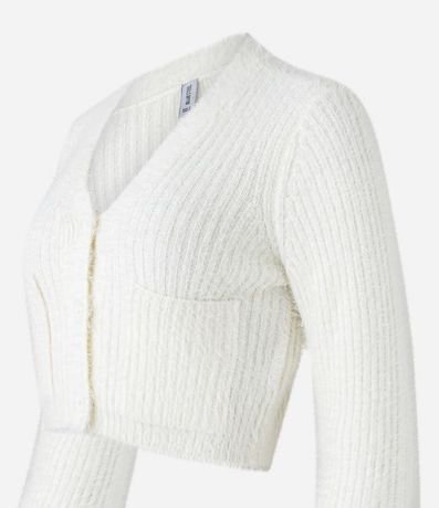 Cardigan Cropped en Punto con Pelito y Bolsillos 5