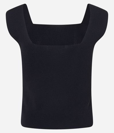 Blusa en Punto con Escote Cuadrado y Bretel Ancho 7