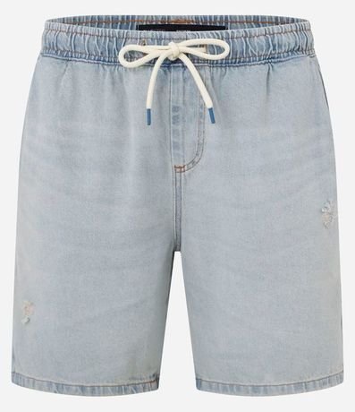 Bermuda Jeans con Cintura Elástica Bolsillos y Tag Aplicado 5
