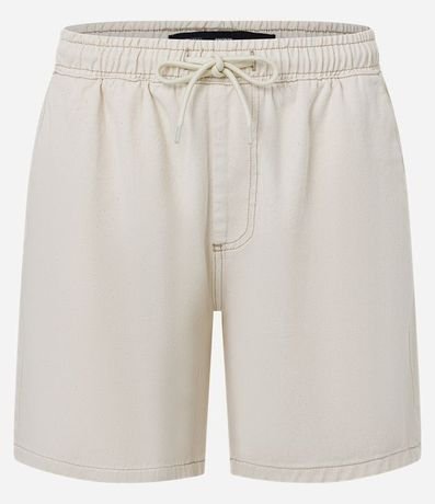 Bermuda Jeans con Cintura Elástica Bolsillos y Tag Aplicado