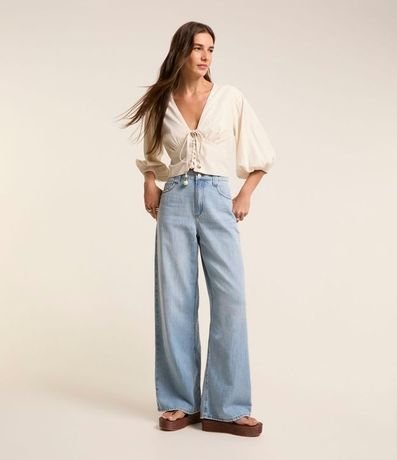 Blusa en Viscolino con Manga 3/4 Abullonada 2