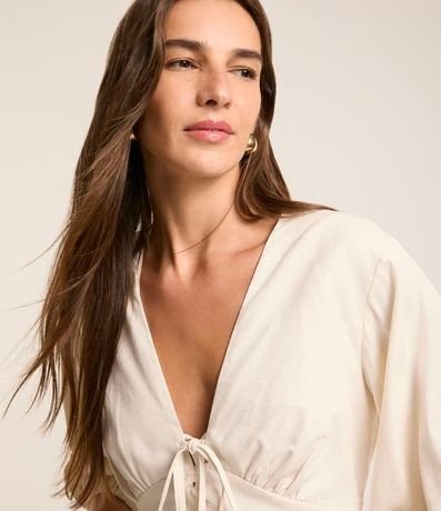 Blusa en Viscolino con Manga 3/4 Abullonada 4