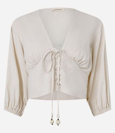 Blusa en Viscolino con Manga 3/4 Abullonada 5