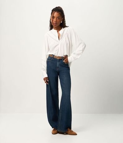 Camisa Boho en Viscosa con Cuello Padre y Detalle de Entremedios 2