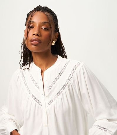 Camisa Boho en Viscosa con Cuello Padre y Detalle de Entremedios 3