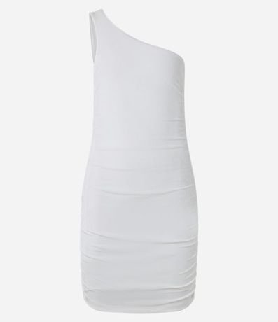 Vestido Corto Brilloso con Un Hombro Único y Fruncido 5