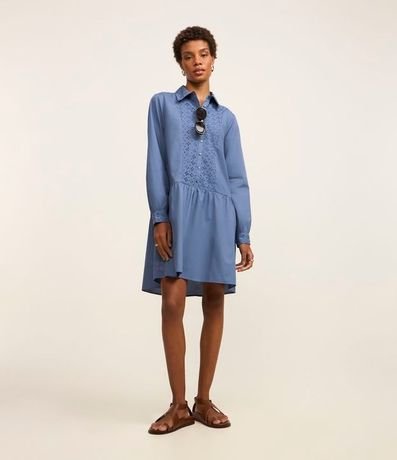 Vestido Corto de Tricolina con Detalle de Lazo Delantero