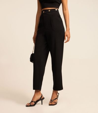 Pantalón Carrot en Crepé con Botones en la Cintura 2