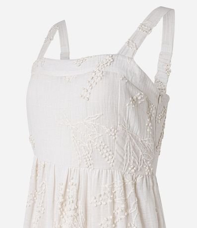 Vestido Midi de Batista con Bretel Ancho y Bordado Floral 6
