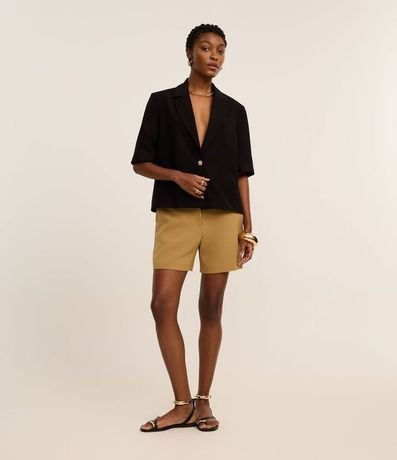 Bermuda con Cintura Elástica Sin Estampado