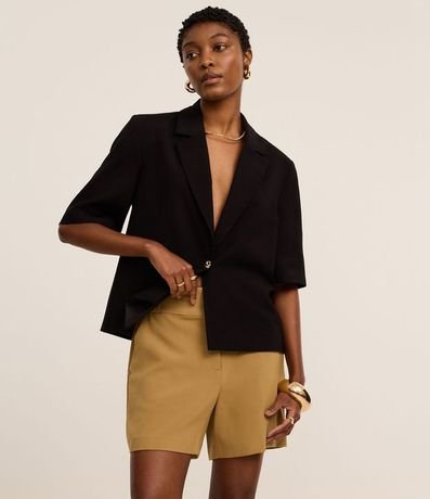 Bermuda con Cintura Elástica Sin Estampado 2