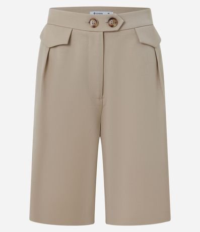 Bermuda Reta Sastrería con Solapas y Pliegues 5