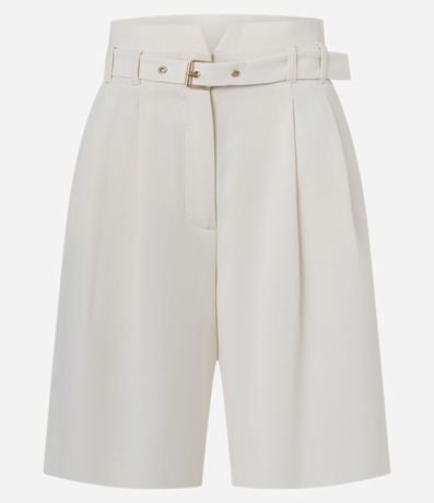 Bermuda Clochard Reto con Cintura Alta en Sastrería y Cinturón 5