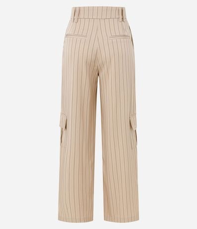 Pantalón Wide Leg Sastrería con Rayas y Bolsillo Cargo 6