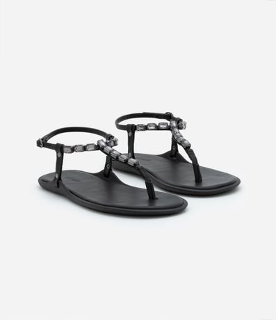 Sandalia Plana con Cristales Aplicados en las Tiras 2