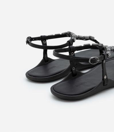 Sandalia Plana con Cristales Aplicados en las Tiras 3