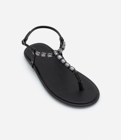 Sandalia Plana con Cristales Aplicados en las Tiras 4