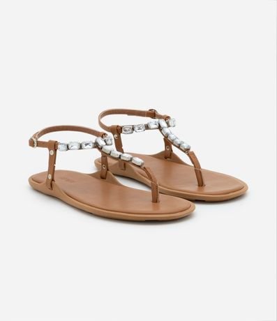 Sandalia Plana con Cristales Aplicados en las Tiras 2