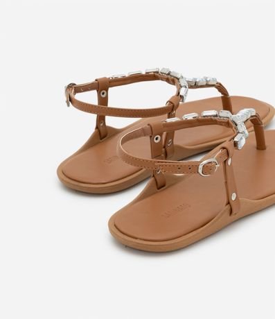 Sandalia Plana con Cristales Aplicados en las Tiras 3