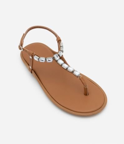 Sandalia Plana con Cristales Aplicados en las Tiras 5