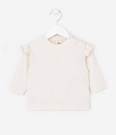 Blusa Infantil en Punto con Bordado de Corazón y Volados - Talle 0 a 18 Meses