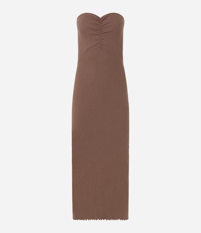Vestido New Midi en Rib sin Breteles con Drapeado 4