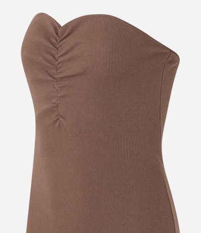 Vestido New Midi en Rib sin Breteles con Drapeado 5