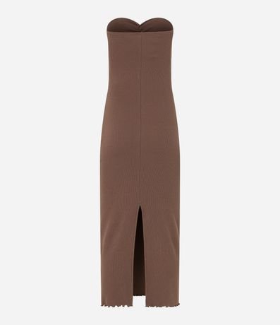 Vestido New Midi en Rib sin Breteles con Drapeado 6