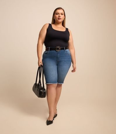 Bermuda Ciclista en Jeans con Terminación Deshilachada Curve & Plus Size