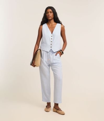 Pantalón Fluído en Viscolino con Cintura Elástica y Lazo 2