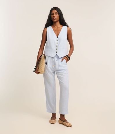 Pantalón Fluído en Viscolino con Cintura Elástica y Lazo