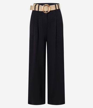 Pantalón Wide Leg en Viscolino con Tiro Alto y Pliegues 5